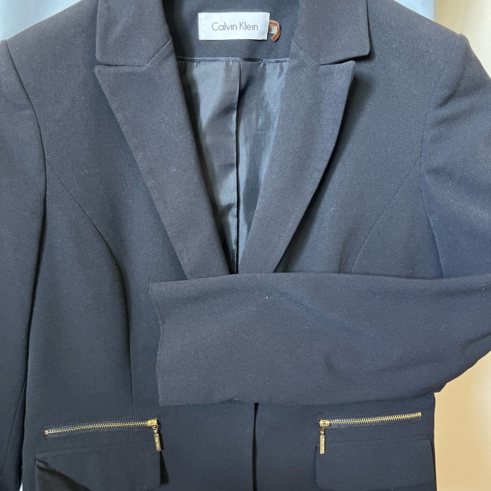 Calvin Klein Black Blazer with Gold Accents